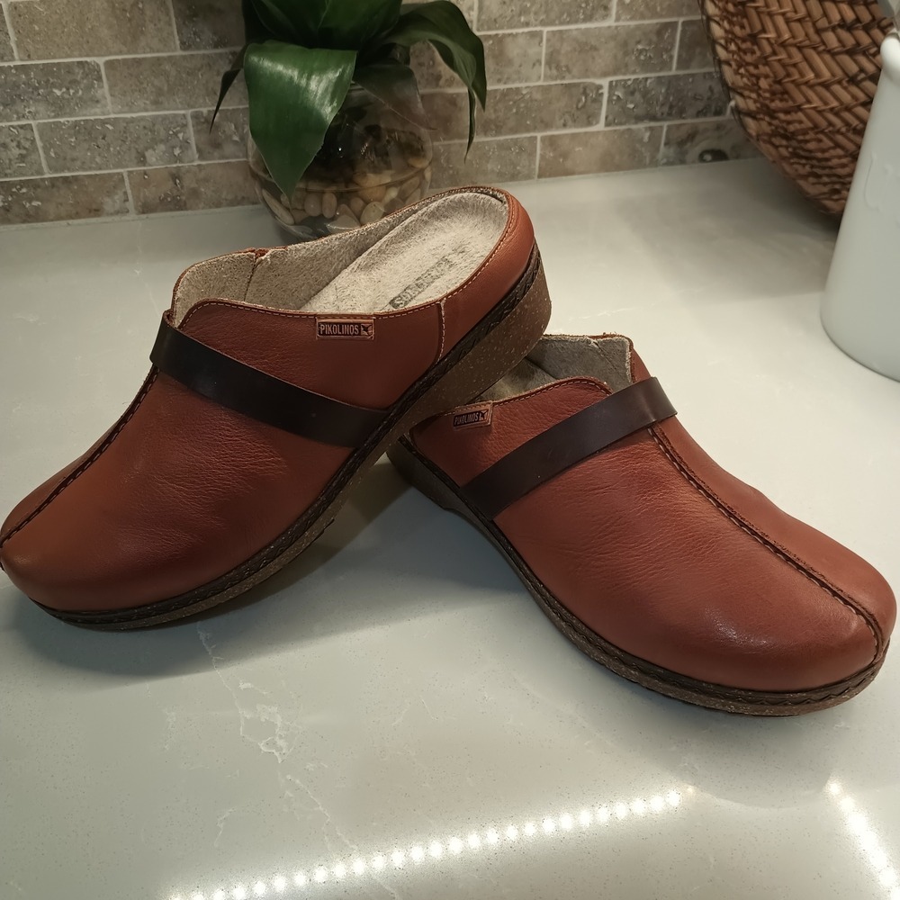Pikolinos Granada WOW Leather Clogs Size 8 Comfort Made In Spain Arch Support